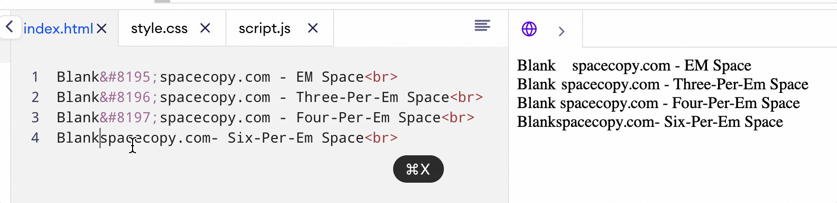 Six-Per-Em Space
